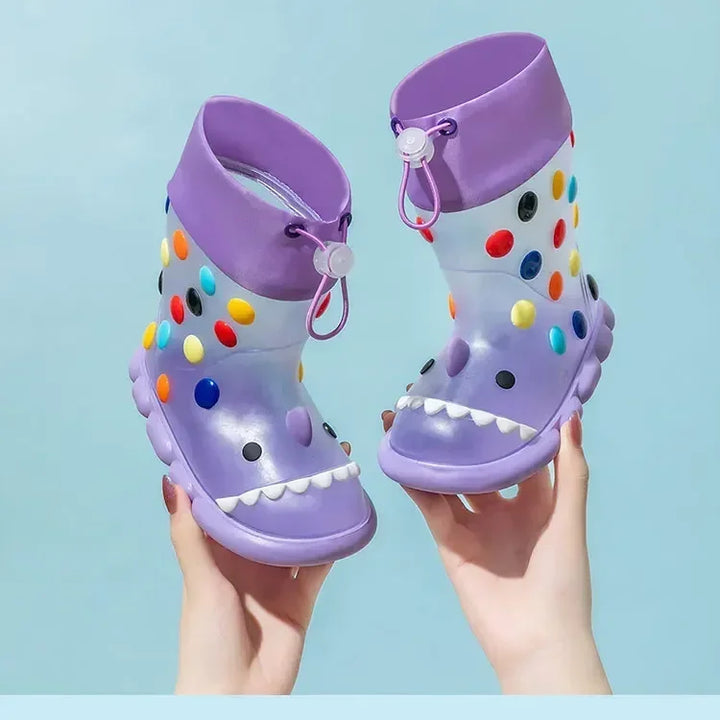Anti-Slippery Rain Boots Kids Fashion Casual Waterproof Boys Girls Print Cartoon Children PVC Soft Soles Shoes 2025 Summer