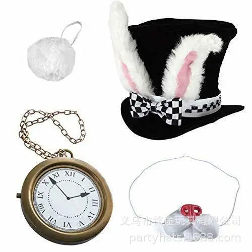 Halloween Easter White Rabbit Top Hat Alice Cosplay Bunny Bowler Men Women Magician Costume Accessory Suit Fairy Tale Tea Party