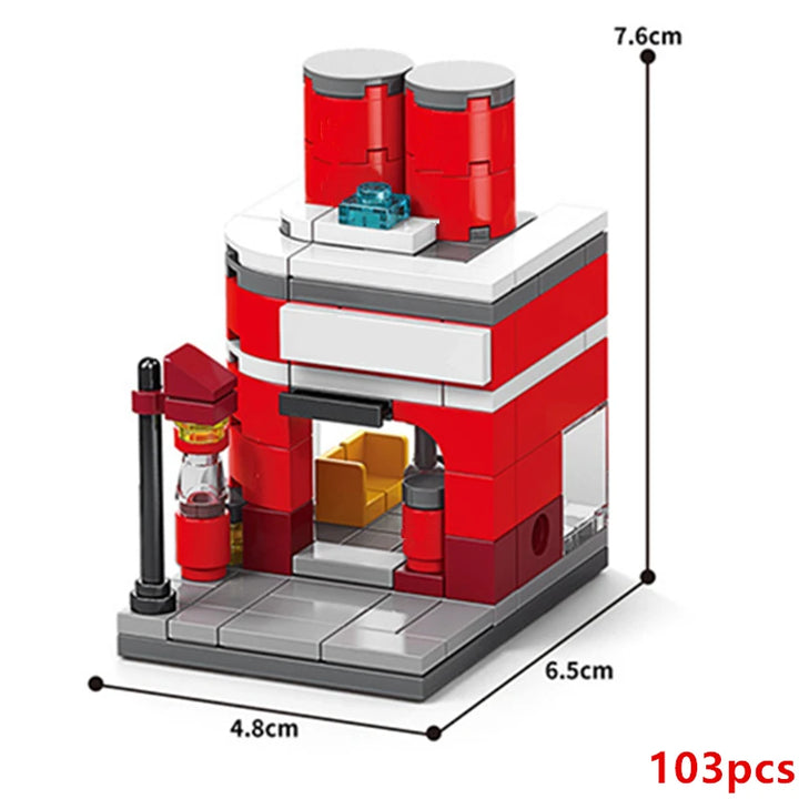 NEW DIY Makeup Convenience Store Flower Shop Hair Salon Piano Game Hall Fruit Bookstore Building Blocks Bricks Movie Model Toy