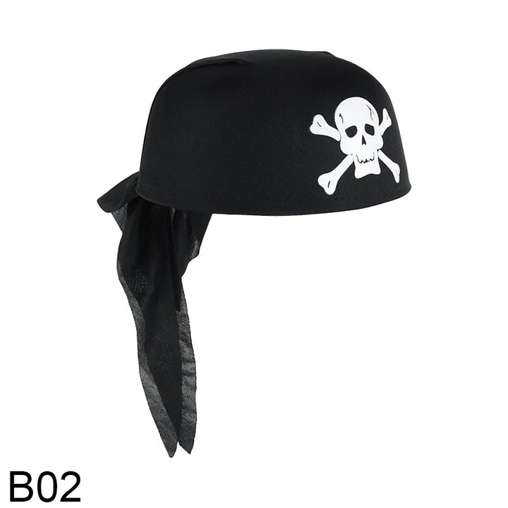 Halloween Pirate Hat Cap Decoration Kids Adult Masquerade Captain Headscarf Cosplay Costume Props Halloween Party Decoration