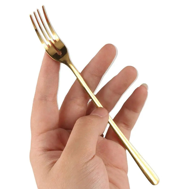 Kitchen Utensils Long Handle Stainless Steel Dessert Fork Silver/gold Korean Dinner Fork Four Tine Fruit Forks Restaurant