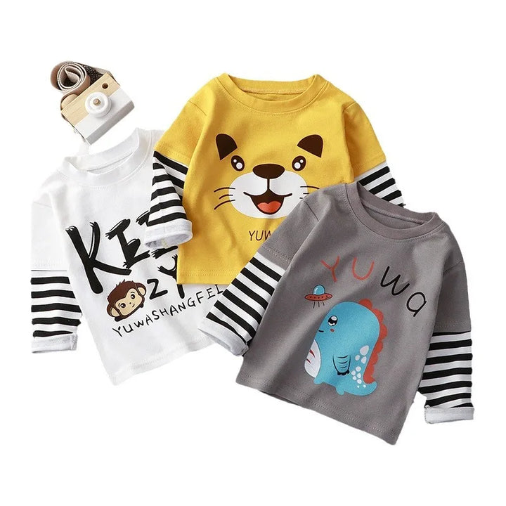 Spring and Autumn Children's T-Shirt Boys Girls Long-Sleeved Tops 0-5 Years Old Cartoon Bottoming Shirt Baby Children's Clothing