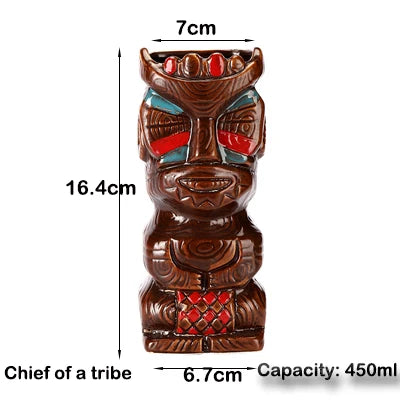 Tiki Mugs Ceramic Hawaiian Luau Party Mugs Drinkware, Cute Exotic Cocktail Glasses, Tiki Bar
