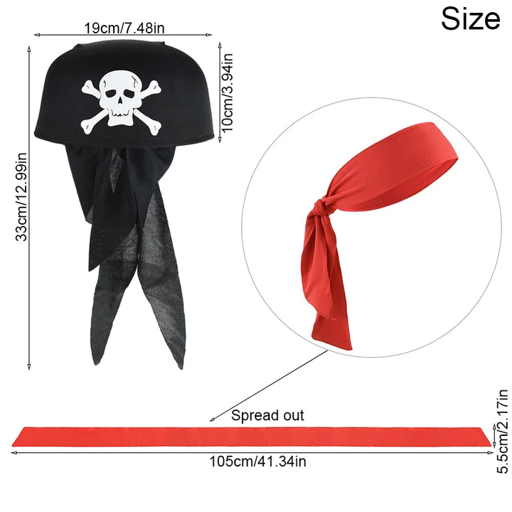 Halloween Pirate Hat Cap Decoration Kids Adult Masquerade Captain Headscarf Cosplay Costume Props Halloween Party Decoration
