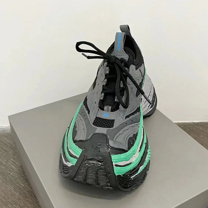 Fashion Designer Shoes Sneakers for Women and Men Mixed Colors Mesh Air Thick Sole Couple Chunky Sneakers Height-increasing