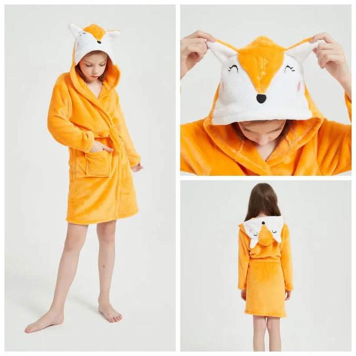 Children Bathrobe For Girls Kigurum Unicorn Pyjamas Kids Colar Fleece Boys Bathrobes Nightgown Baby Sleepwear Hooded Bath Robe