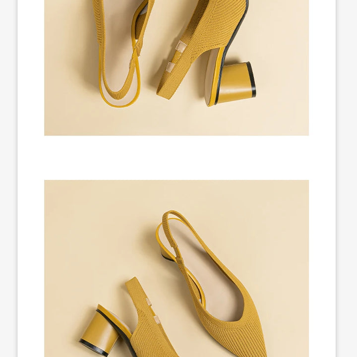 DIMANYU Women Dress Shoes Knitted Solid Color Toe Back Trip Fashion Sandals Women Pointed Toe Shallow Sidespace Women Sandals