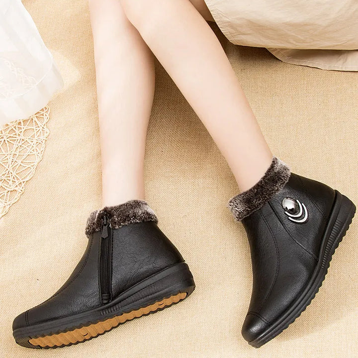 Women's Boots 2024 New Arrival Winter Snow Booties Female Fur Ankle Boots Waterproof Winter Warm Plush Shoes Non-slip Mom Bota