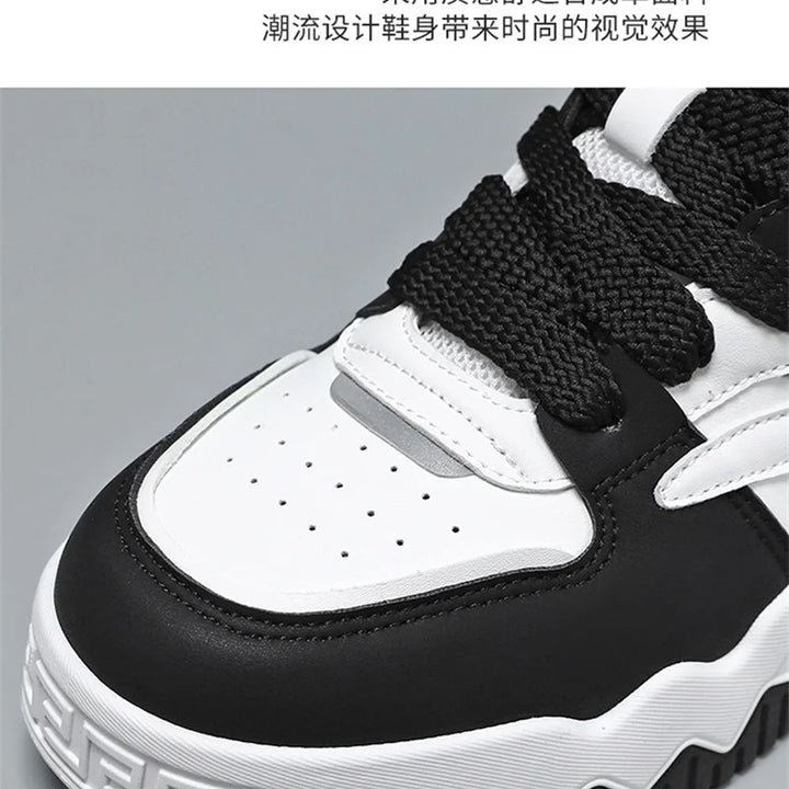 New Four Seasons Men's Sneakers Men's Comfortable Platform Shoes  Trend Lace-up Vulcanized Shoes White Casual Sneakers 5