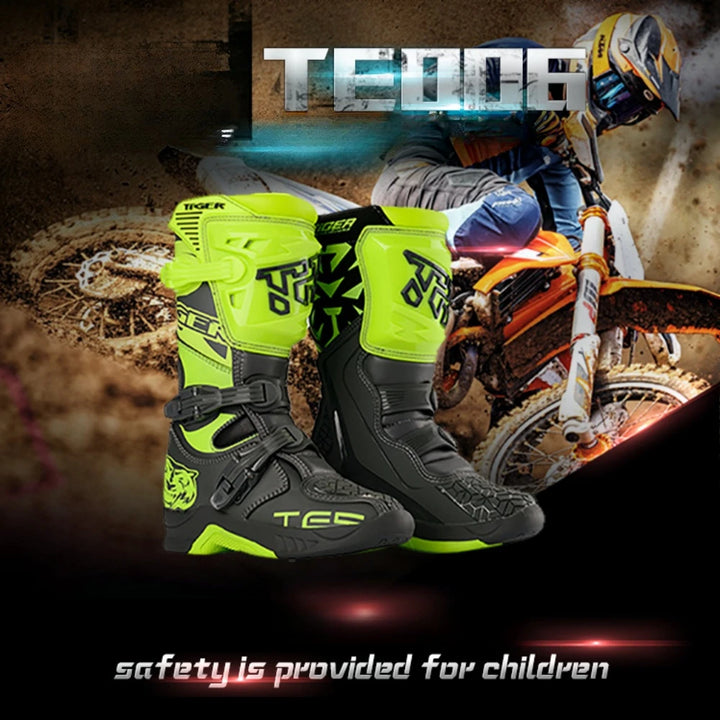 Original Children TIGER Motorcycle Boots ATV Downhill Off-Road Botas Racing Riding Soft Sole Youngster Motocross Boots For Kids