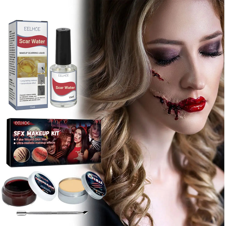 Professional Halloween Makeup Kit Fake Wound Scar Fake Blood Paint Scar Wax Halloween Special Effect Make Up Halloween Cosmetics