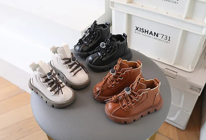 Boys Boots Kids Ankle Boots 2025 Autumn Winter New Toddlers Children Fashion Boots for Little Boy Girl Lace-up Soft Rubber