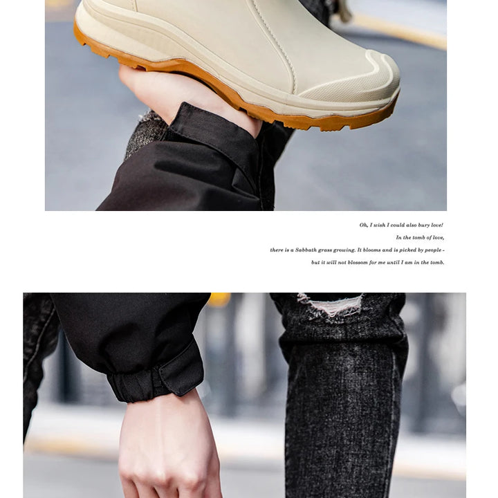Women Waterproof Boots New Style Elastic Mouth Ankle Boots Mid Top Rain Shoes Non Slip Outdoor Indoor Chelsea Water Boot Woman