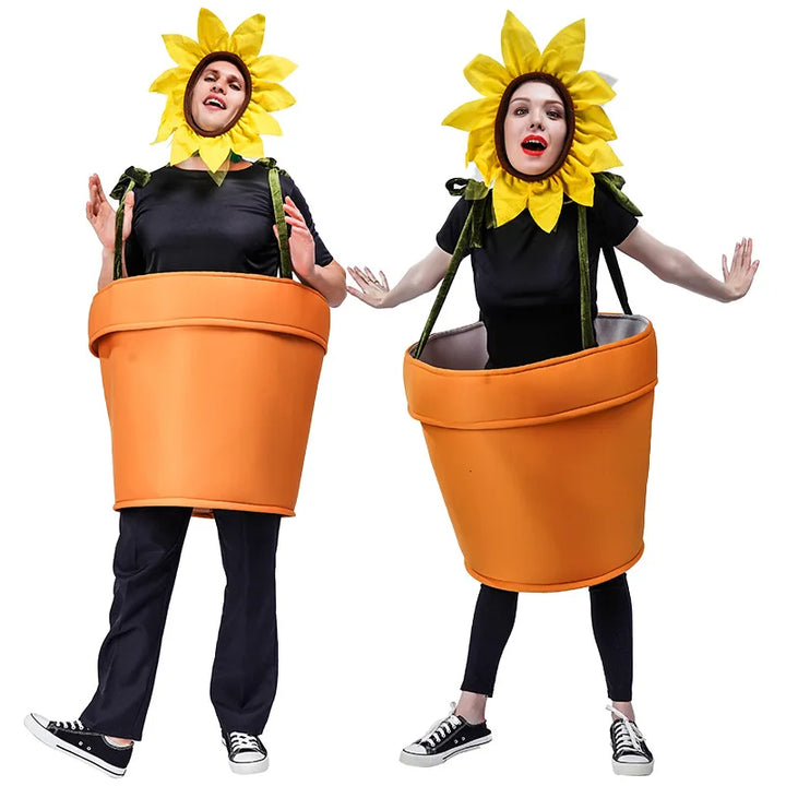 Halloween Flower Pot Costume for Adults Cosplay Women s Sunflower Costume with Headpiece for Garden Theme Party