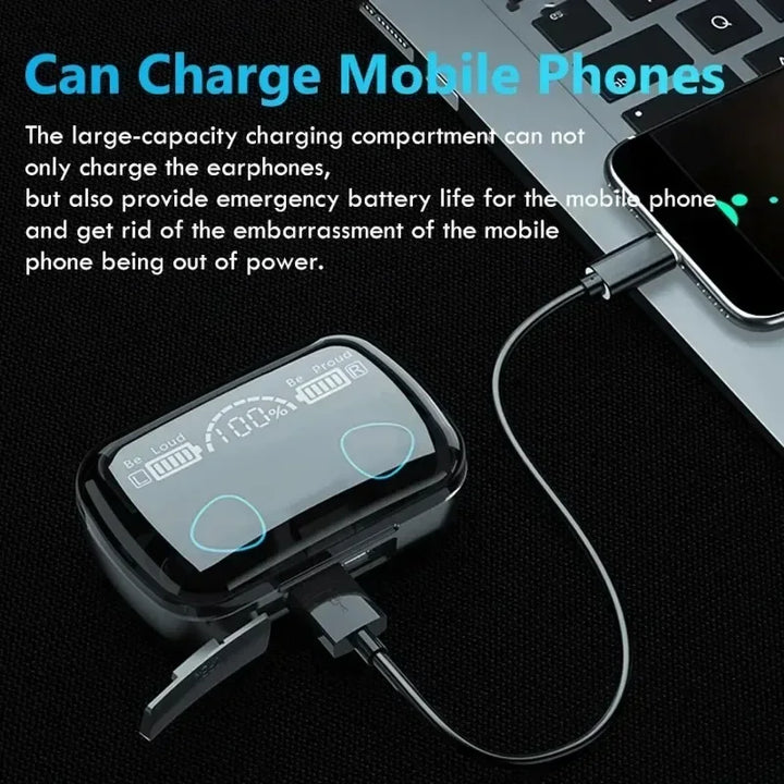 Original M10 Wireless Bluetooth Headset  Earphones Bluetooth Headphones with Mic Earbuds  Charger Box LED Display Fone