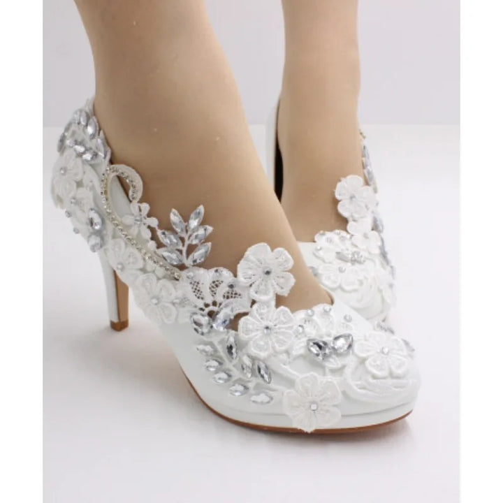 2024 New White Wedding Bride Pumps High Heels Elegant Luxury Women Dress Shoes Luxury Woman Sandals Summer Footwear Party