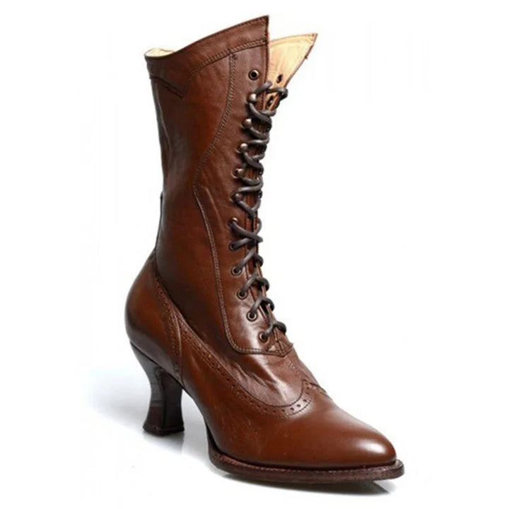 Halloween British Style Punk Noble Women Retro Knight Boot Medieval PU Leather Ankle Boots Fashion Lady Cosplay High Heel Shoes