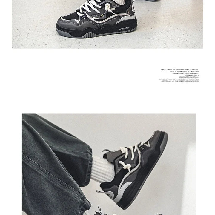 Men's Vulcanized Shoes Trendy Personalized Teenagers Casual Shoes Round Toe Lace-Up Plus Size Platform Shoes Men Shose For Sale