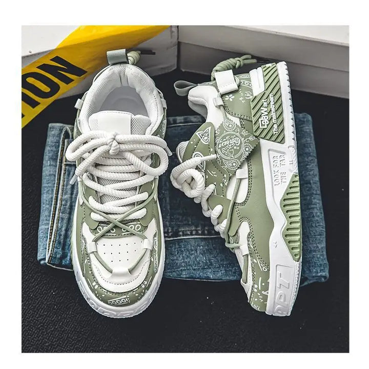 Mens Shoes 2025 Platform Sneakers New Trend Design Graffiti Skateboard Shoes Lace UP Soft Sole Non Slip Outdoor Sports Shoes