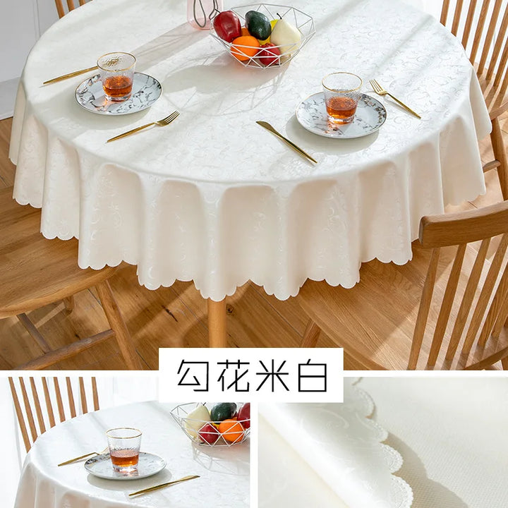Waterproof  Round Table Cloth Pastoral PVC Plastic Kitchen Tablecloth Oilproof Antifouling Cover Dining Table Cloth Decorate