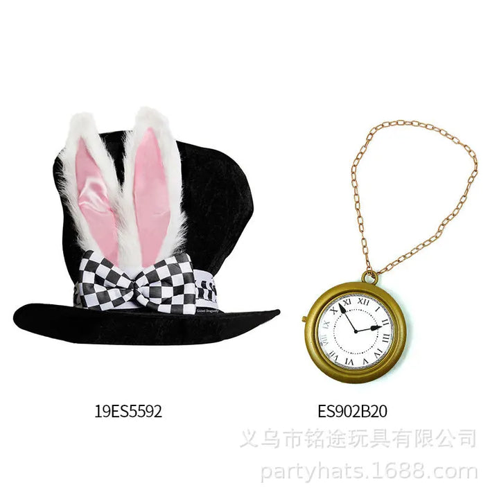Halloween Easter White Rabbit Top Hat Alice Cosplay Bunny Bowler Men Women Magician Costume Accessory Suit Fairy Tale Tea Party