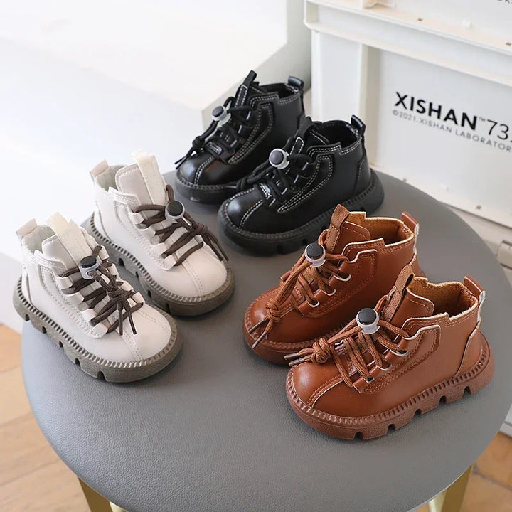 Boys Boots Kids Ankle Boots 2025 Autumn Winter New Toddlers Children Fashion Boots for Little Boy Girl Lace-up Soft Rubber