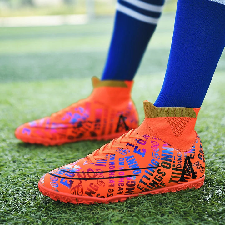 2025 New Hot Sale Football Boots Child Sneakers High Top AG Soccer Shoes Boys Outdoor Grass Training Shoes For Kids chuteiras de