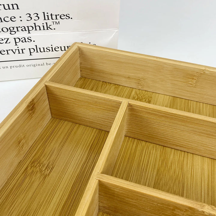 Expandable Drawer Tray Cutlery Organizer Kitchen Silverware Utensil Flatware Cutlery Spoons Knives Bamboo Storage Tray