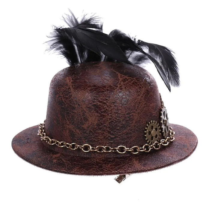 Vintage Halloween Top Hat Fashion Lightweight Scarecrows Witch Hat Gears Feather Funny Steampunk Hair Clip Carnival Party