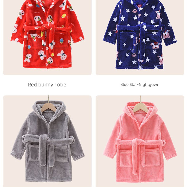 Autumn and Winter Thick Warm Anti-Kicking Blanket Hooded Home Pajamas