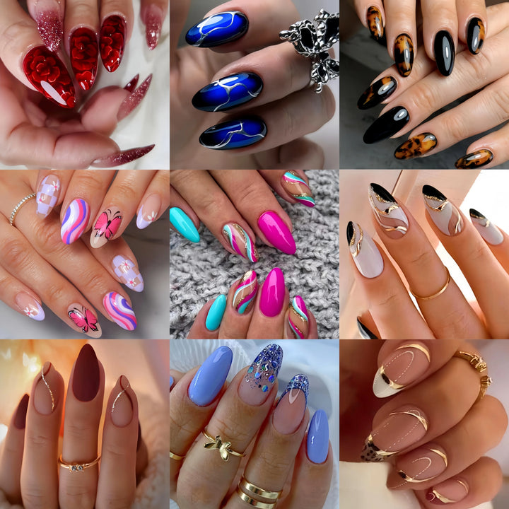 Halloween Fashion Nail Art 216 pieces Nail art patch set Pumpkin Moon Bat Flower Table Nail Art patch Detachable nail art mid-le