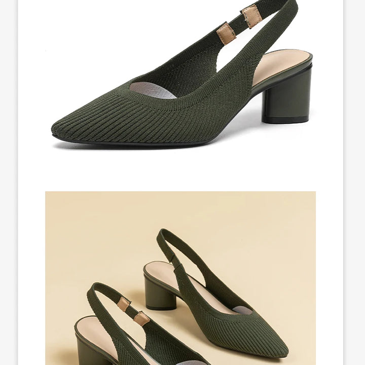 DIMANYU Women Dress Shoes Knitted Solid Color Toe Back Trip Fashion Sandals Women Pointed Toe Shallow Sidespace Women Sandals