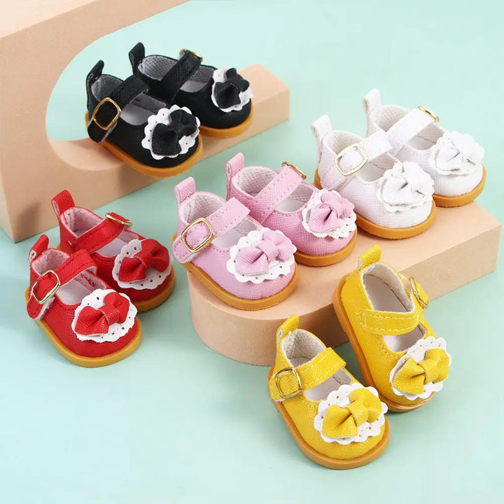 Kids Toy DIY Doll 14 Inches Cotton Doll 5.5cm Handmade Boots Mini Bow Shoes Doll Casual Shoes Doll Leather Shoes Doll Shoes