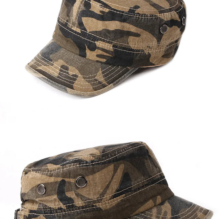 Vintage Camouflage Hats for Men Women Spring Summer Flat Top Baseball Caps Outdoor Camo Cadet Combat Fishing Cap Sunscreen Cap