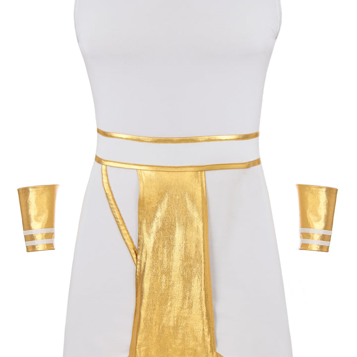 Mens Halloween Egyptian Pharaoh Costume Cosplay Theme Party Ancient Egypt God Robe Dress Greek Rome Spartan Warrior with Cuffs