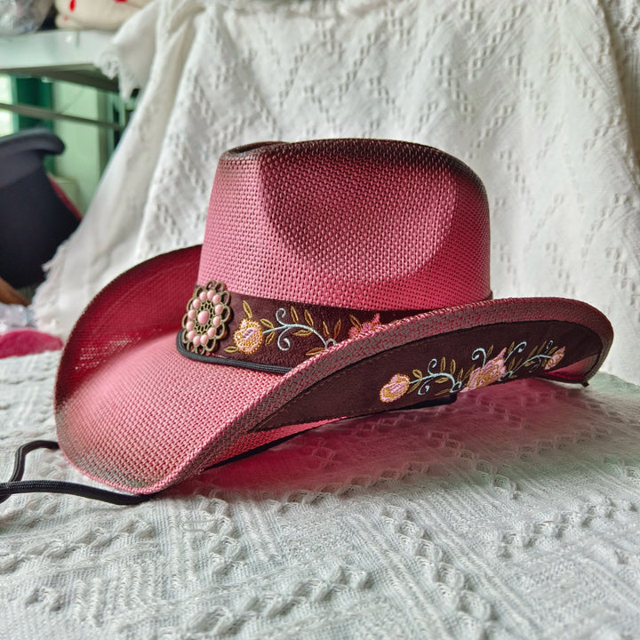 hats straw cowgirl western hat  mexican hat  retro curling hat western cowboy hat outdoor riding hat travel sports hat