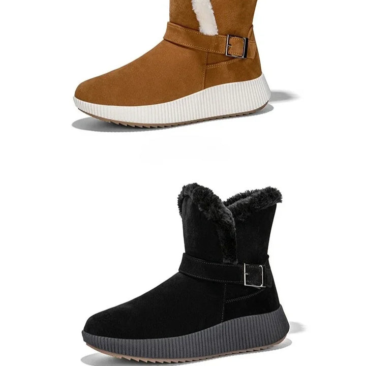 New Fashionable Bow Round Toe Elegant Snow Boots Winter Flat Wear-resistant Soft Students Plus Velvet Warm Women's Shoes