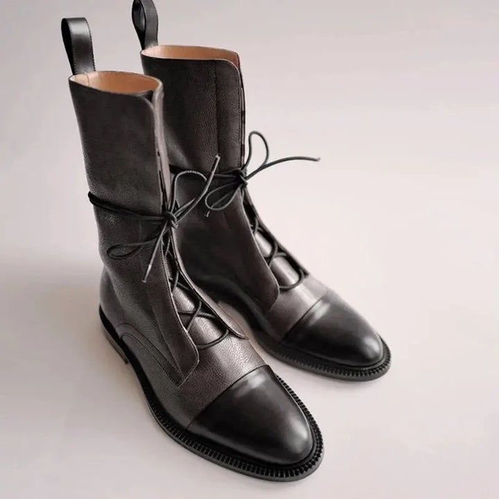 Boots Women's 2023 New Autumn Shoes Single Boots British Style Mid Barrel Slim Boots Children's Black Motorcycle Boots