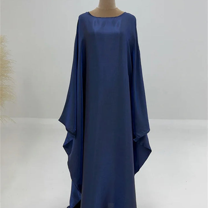 Tossy Autumn Loose Shiny Maxi Dress Butterfly Batwing Long Sleeve Muslim Clothes Party Solid Female Long Dress New