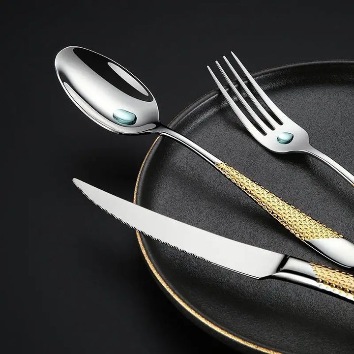Kitchen Tableware Cutlery Set  Cutlery Set Stainless Steel Luxury Dinnerware Fork Spoon Knife Western Dinner Set Gold