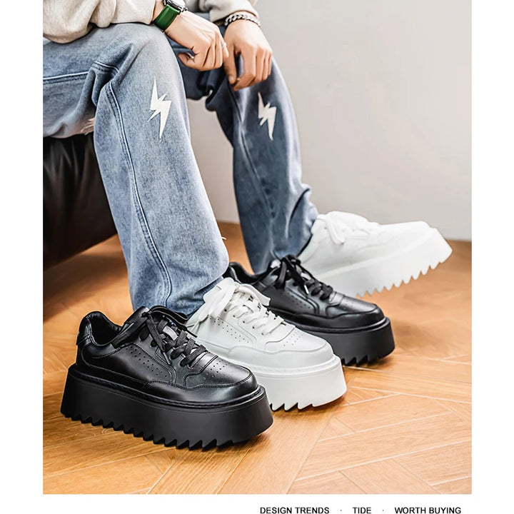 Small White Shoes, Men's New Increase Platform Shoes 2025 Spring Retro Trend Platform Shoes