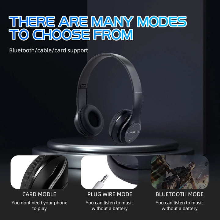 Bluetooth 5.0 Headsets Wireless Headphones 3.5MM Wired Earphones Support TF Card Foldable Noise Reduction For iPhone Xiaomi