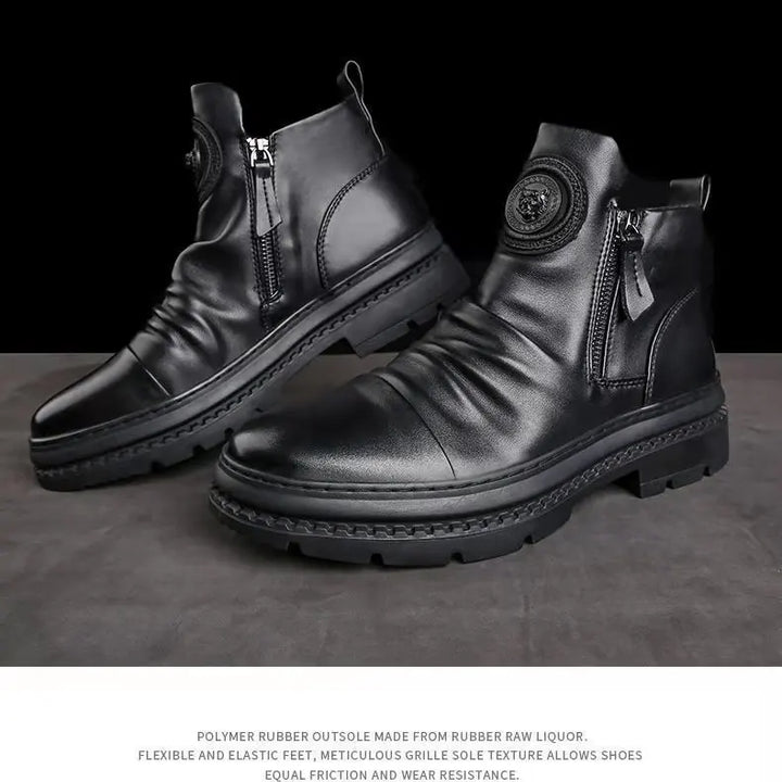Chelsea Boots for Men Business Office Formal Dress Shoes Men Casual High-top Ankle Boots Men Platform Boots