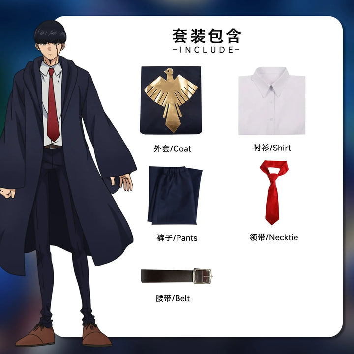 Halloween  Costume de Cosplay Mashle Magic and Muscles pour Homme et Femme, Robe Imbibée de Manteau Everak Bleu Marine