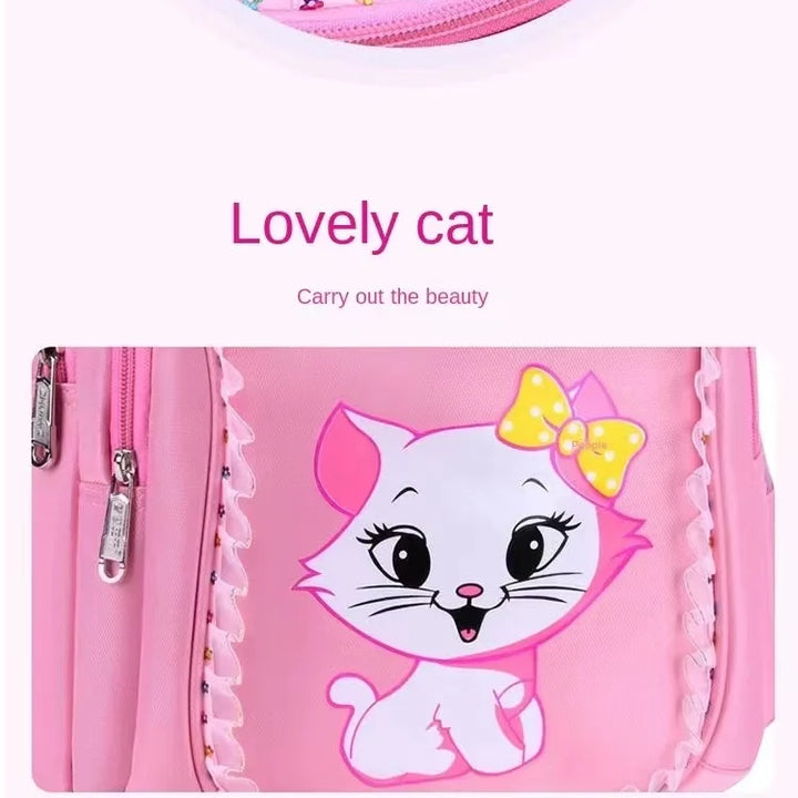 3PCS Kid Backpack For Girls Cartoon Cat Bowknot Children Lovely Bookbag with Lunch Box Schoolbag Gift Girl Backpack Waterproof