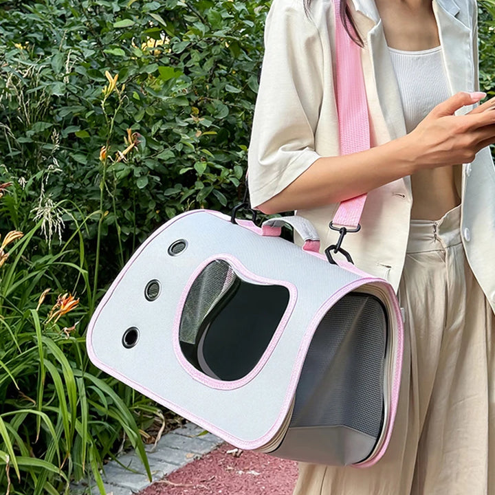 Portable Pet Carrier Bag for Small Dogs Cats Outdoor Foldable Cat Bag Breathable Cat Shoulder Bag Kitten Carrying Bag
