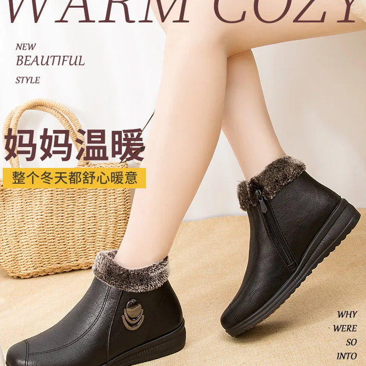 Women's Boots 2024 New Arrival Winter Snow Booties Female Fur Ankle Boots Waterproof Winter Warm Plush Shoes Non-slip Mom Bota