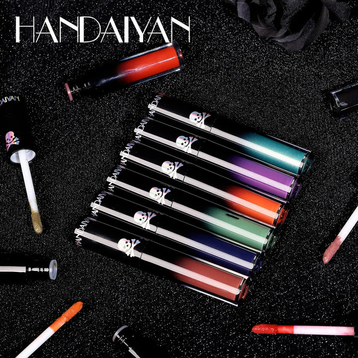 Halloween Black Purple Lip Gloss 4 Piece Set Matte Long Lasting Vampire Lip Tint Cosplay Makeup Non Stick Lipstick