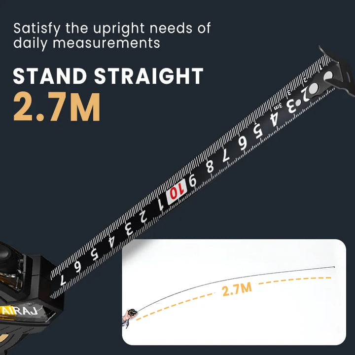 AIRAJ 3M to 10M Metric Self-Locking Tape Measure with Rubberized Coating, High - Precision Straightedge Measuring Tool Hand Tool
