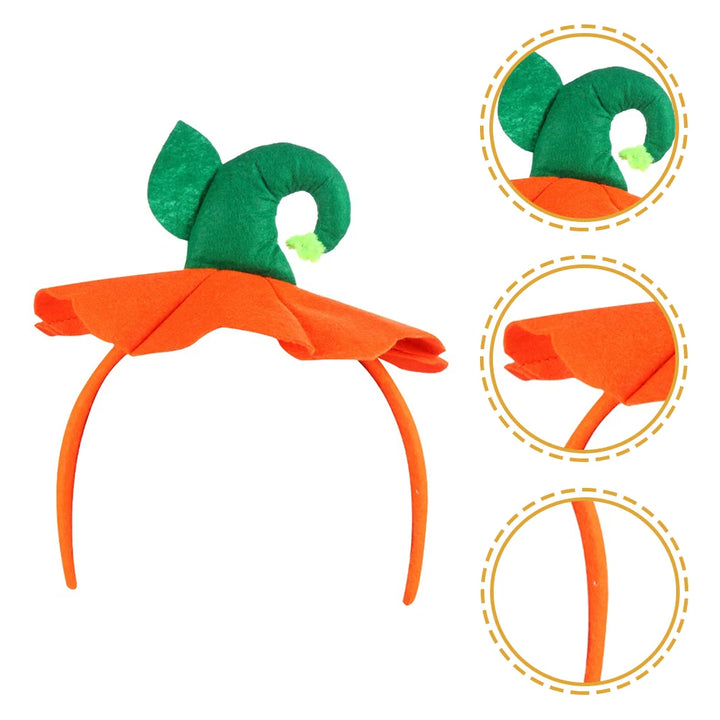 2Pcs Pumpkin Pumpkin Hat Headpiece Costume Halloween Hairb Accessory Party Favor Plastic Material One Size Fits Women